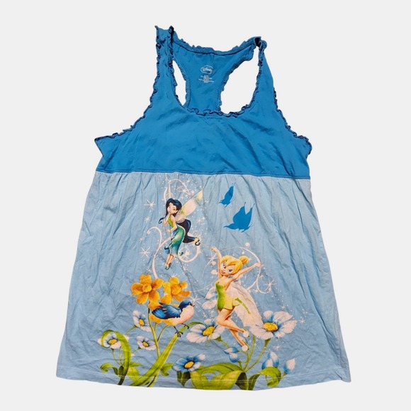 Disney Tinker Bell Ruffle Trim Dress Girls XL Racerback Cotton Fairycore - Picture 1 of 8